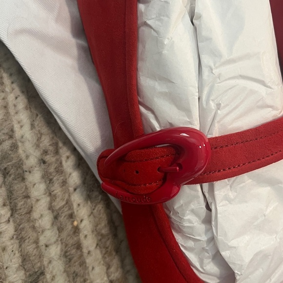 NEW Larroude Verona Ballet Flat In Scarlet Suede sz 8 - Picture 4 of 5